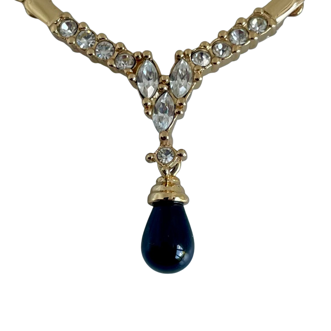 A Christian Dior Vintage Crystal Necklace with Black Lucite Drop