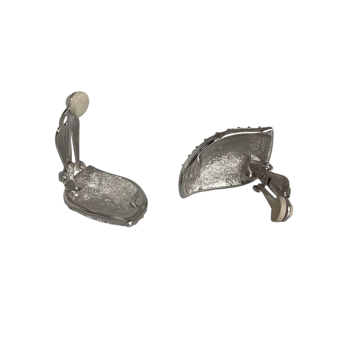 A Pair of Vintage Leaf Clip Earrings with Clear Crystals