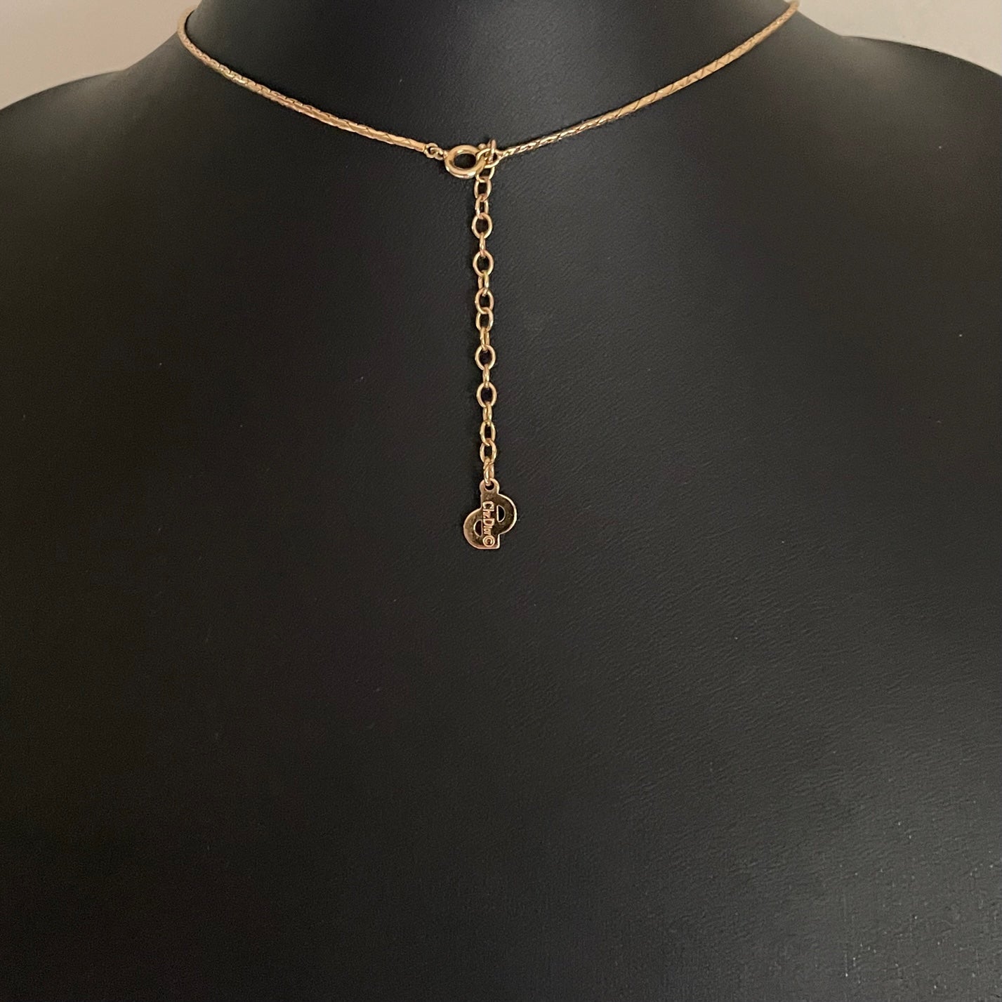 A Christian Dior Vintage Crystal Necklace with Black Lucite Drop