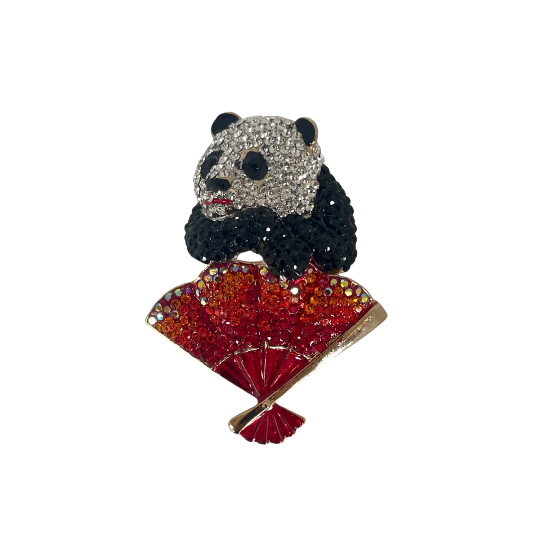 A Butler & Wilson Panda on Fan Brooch