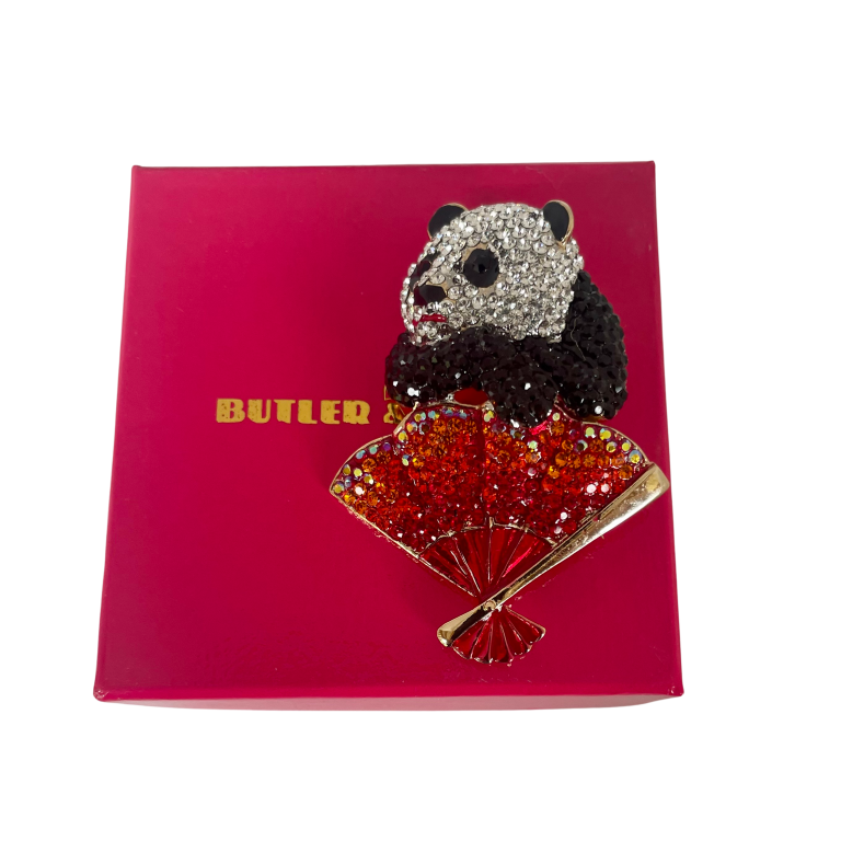 A Butler & Wilson Panda on Fan Brooch
