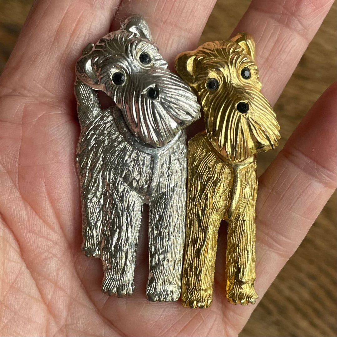Rare, Vintage Butler & Wilson Nodding Dogs Brooch