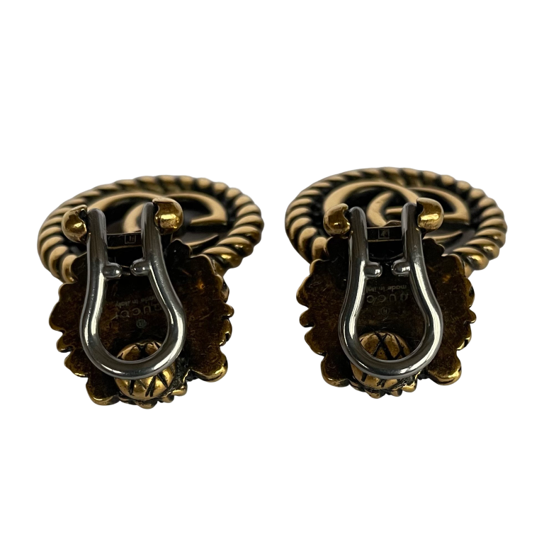 Gucci GG Marmont Lion Head Clip Earrings with Original Box and Pouch
