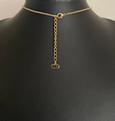 Christian Dior Vintage Necklace with Drop Faux Pearl in Original Box