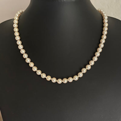 Vintage Faux Pearl Necklace Sterling Silver 925 Gilt Flower Clasp
