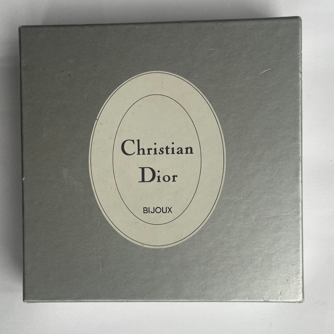 Vintage Christian Dior Heart Necklace and Clip Earrings - Gold Plated with Crystals, Original Box