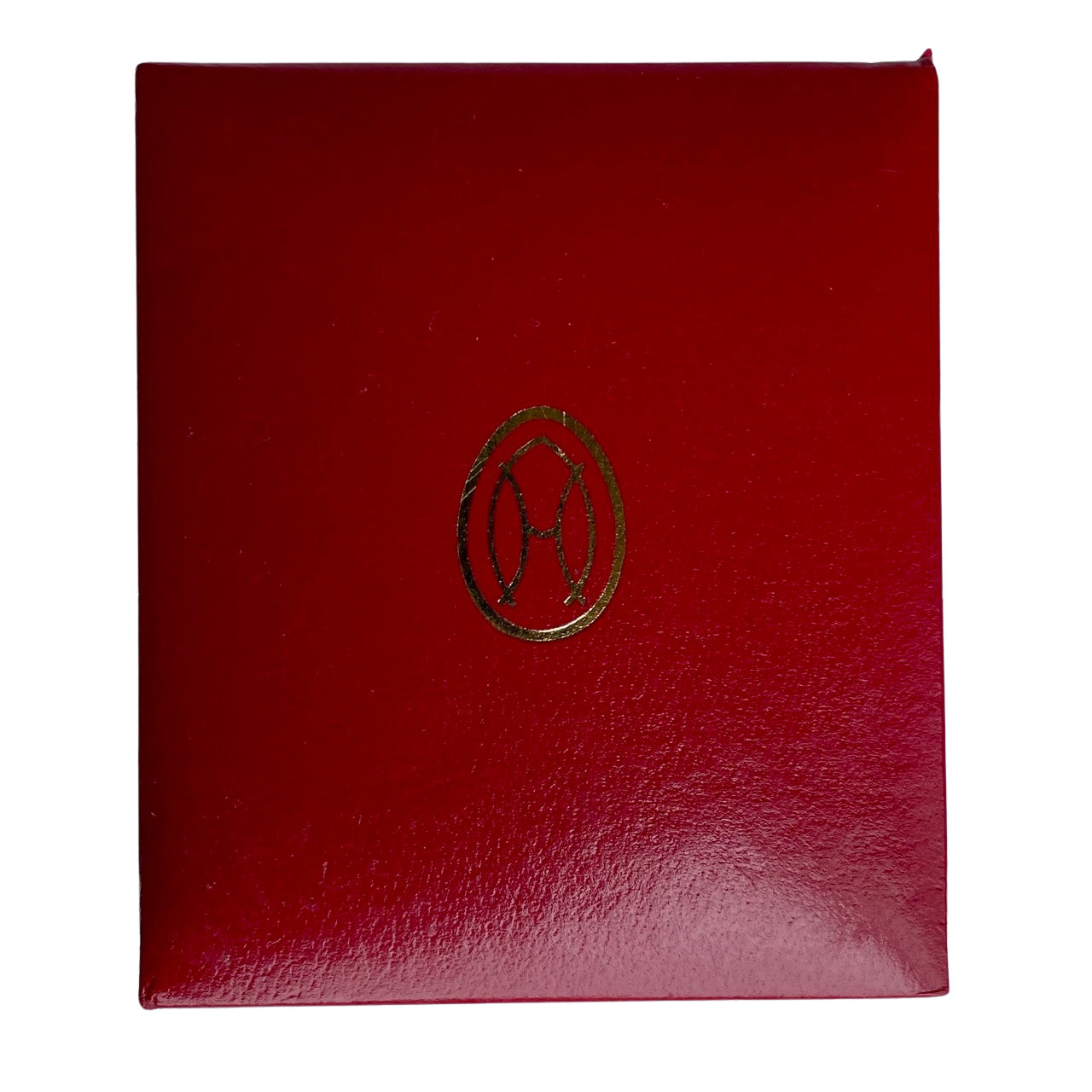 Original red Ilias Lalaounis luxury jewelry presentation box featuring the gold-stamped brand name and signature tower monogram logo in clean condition.