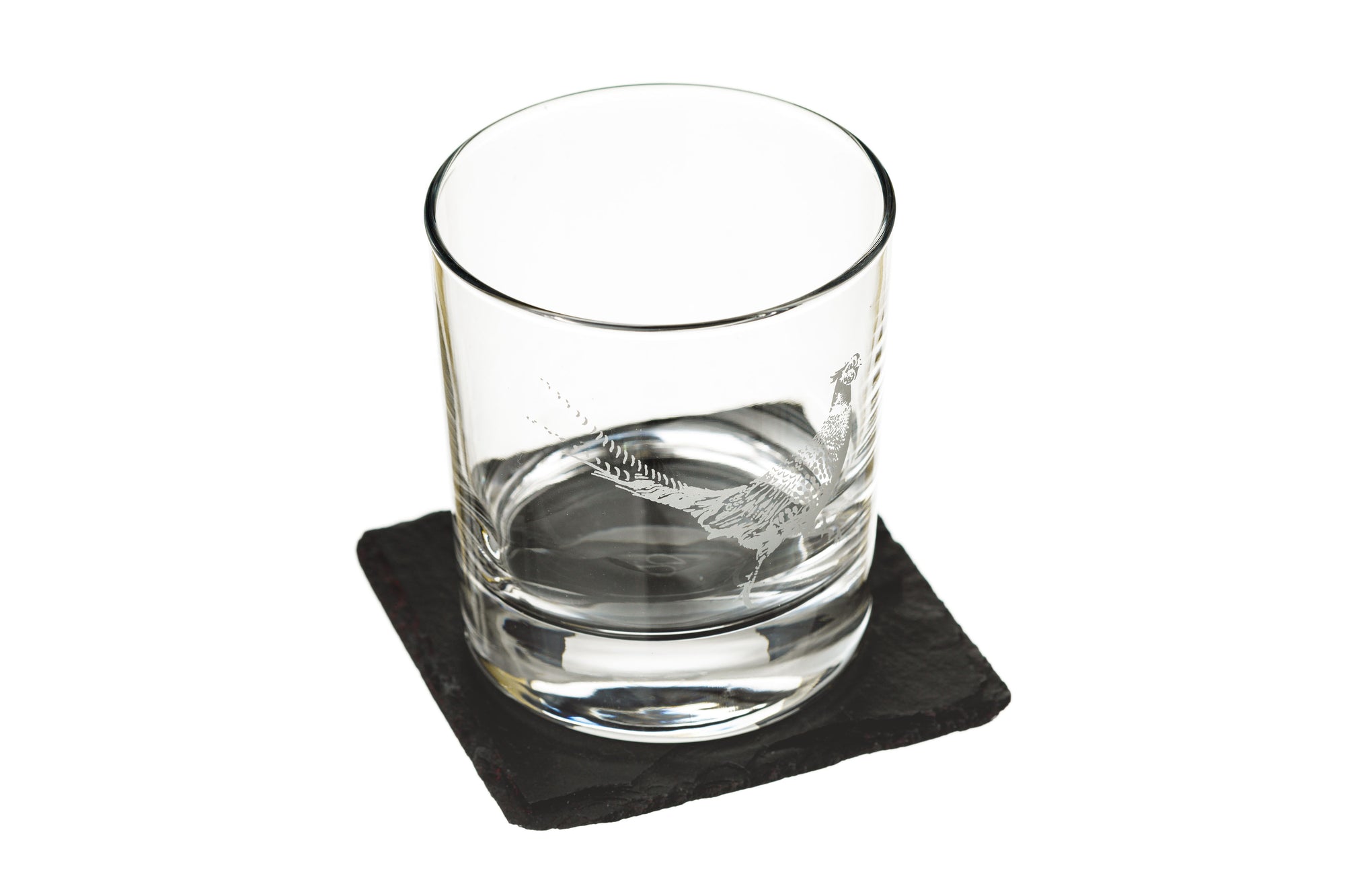 Pheasant Engraved Tumbler with Slate Coaster