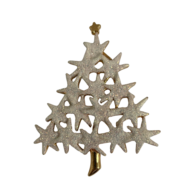 A Vintage Kirks Folly Frosted Christmas Tree Brooch