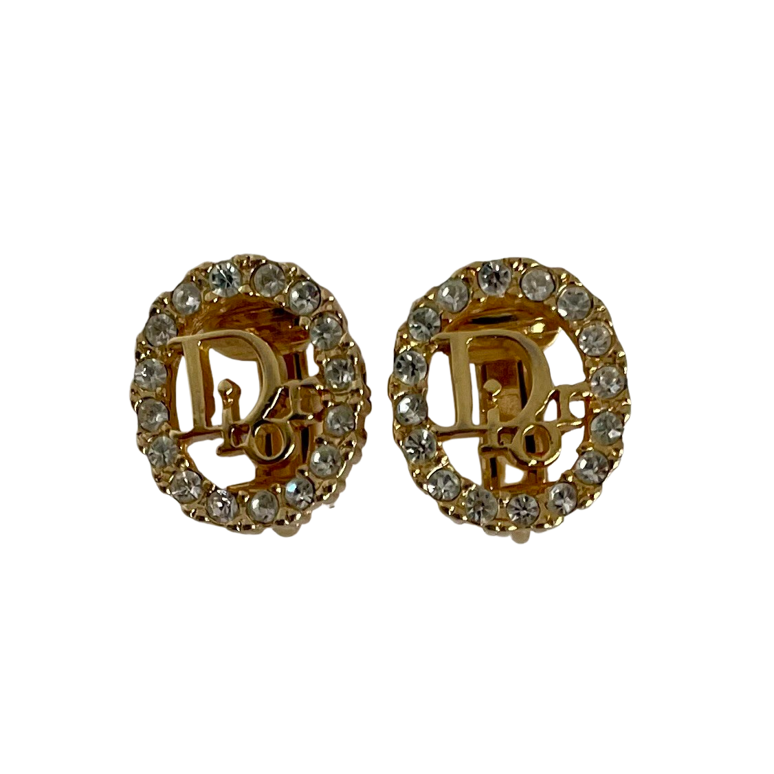 Vintage Christian Dior Logo Clip Earrings