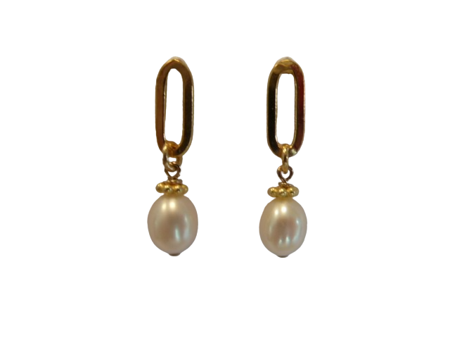 A pair of 18kt Gold Plated Earrings with Drop Pearl