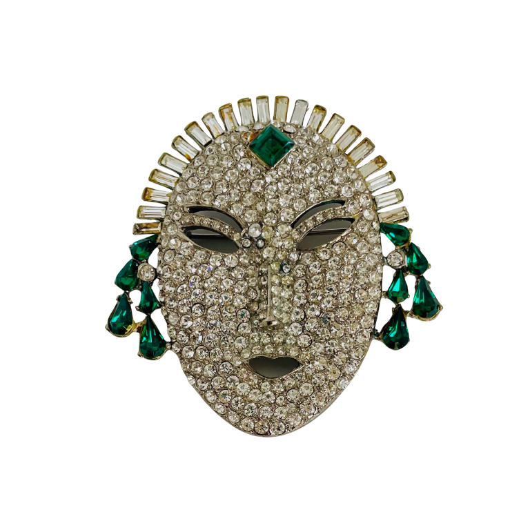 A A Rare Vintage Butler & Wilson Crystal Mask Brooch