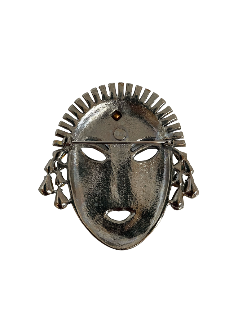 A A Rare Vintage Butler & Wilson Crystal Mask Brooch