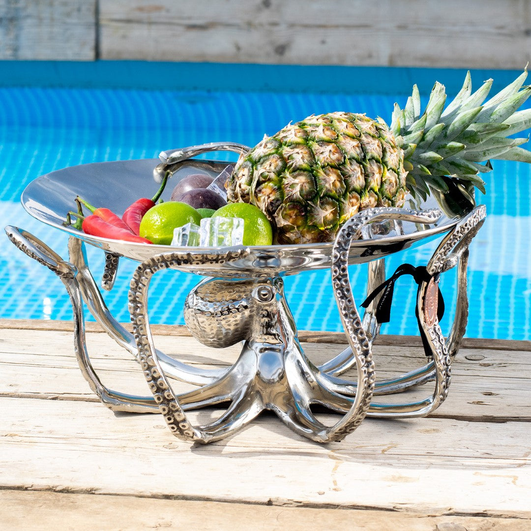 Shell Serving Platter with Octopus Stand