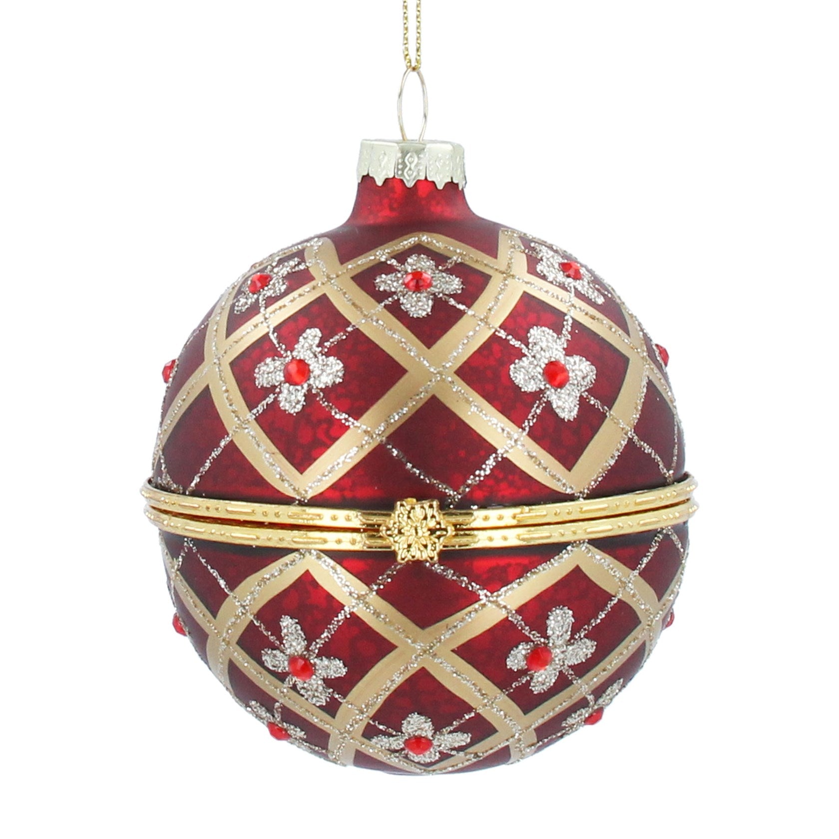Christmas Bauble which Opens - Red Fabergé style