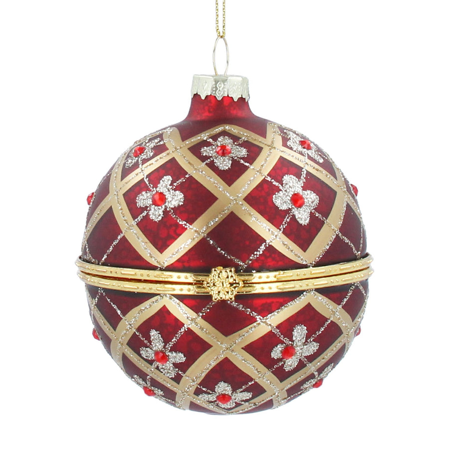 Christmas Bauble which Opens - Red Fabergé style