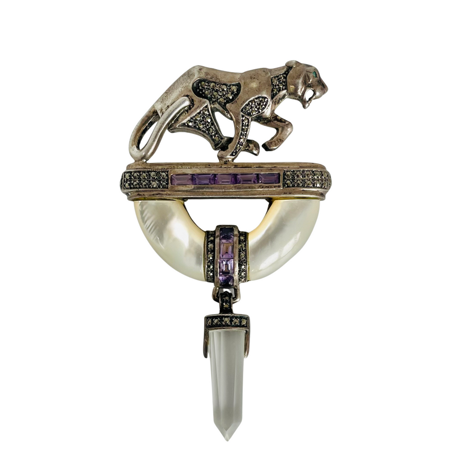 Vintage Panther Brooch in Art Deco Style, 1990