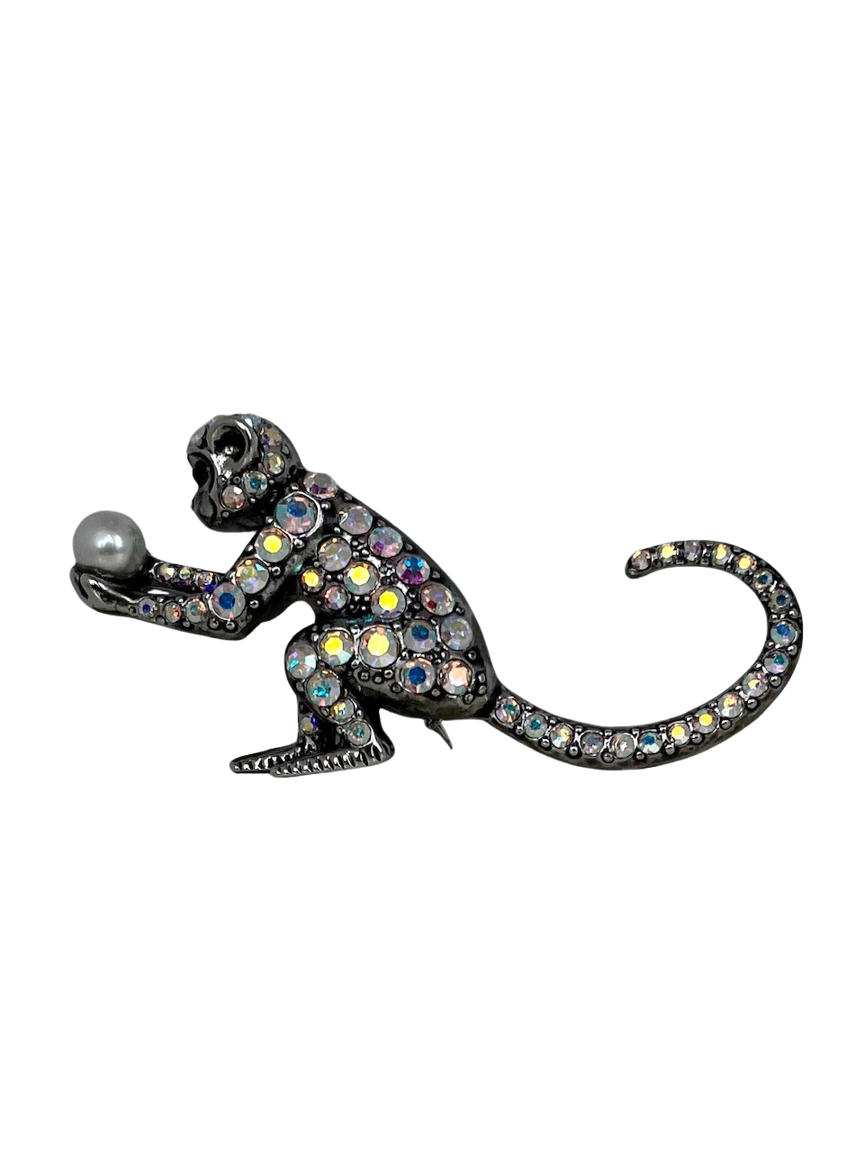 Vintage Butler & Wilson Crystal Monkey Brooch with Pearl