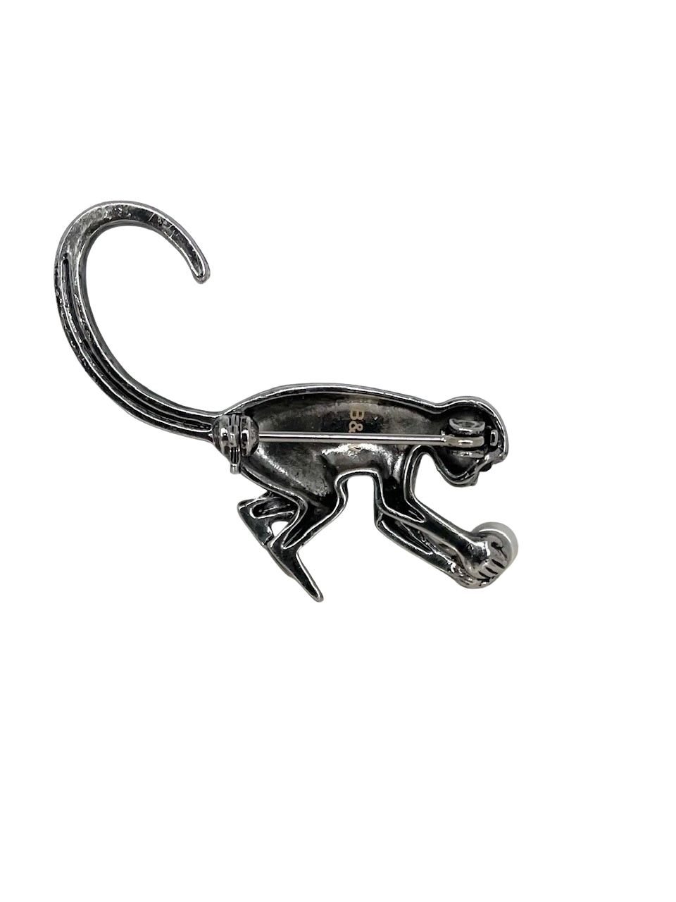 Vintage Butler & Wilson Crystal Monkey Brooch with Pearl