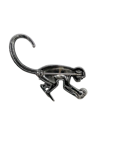 Vintage Butler & Wilson Crystal Monkey Brooch with Pearl