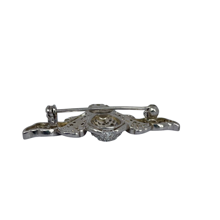 Sterling Silver Pavé Bee Brooch with Star Sapphire Cabochon
