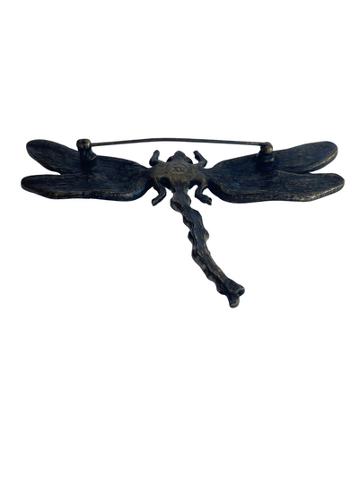 Vintage Joan Rivers Art Nouveau style Classics Collection large Dragonfly brooch celadon enamel AB crystals clasp