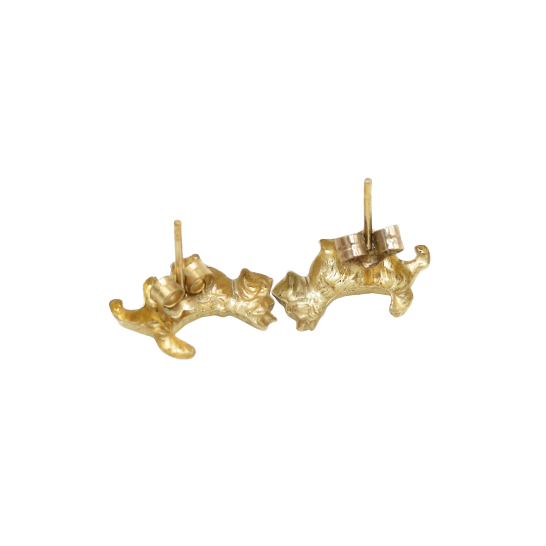 A Pair of 9ct Gold Terrier Stud Earrings