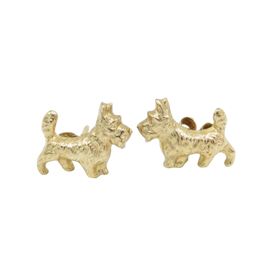 A Pair of 9ct Gold Terrier Stud Earrings