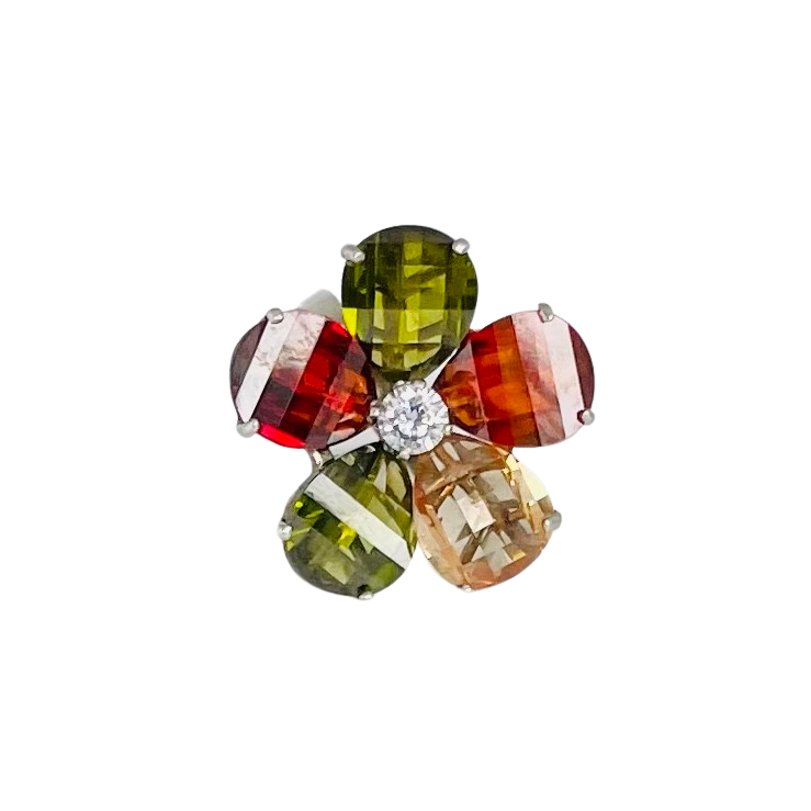 A Vintage Gem-set Flower Ring