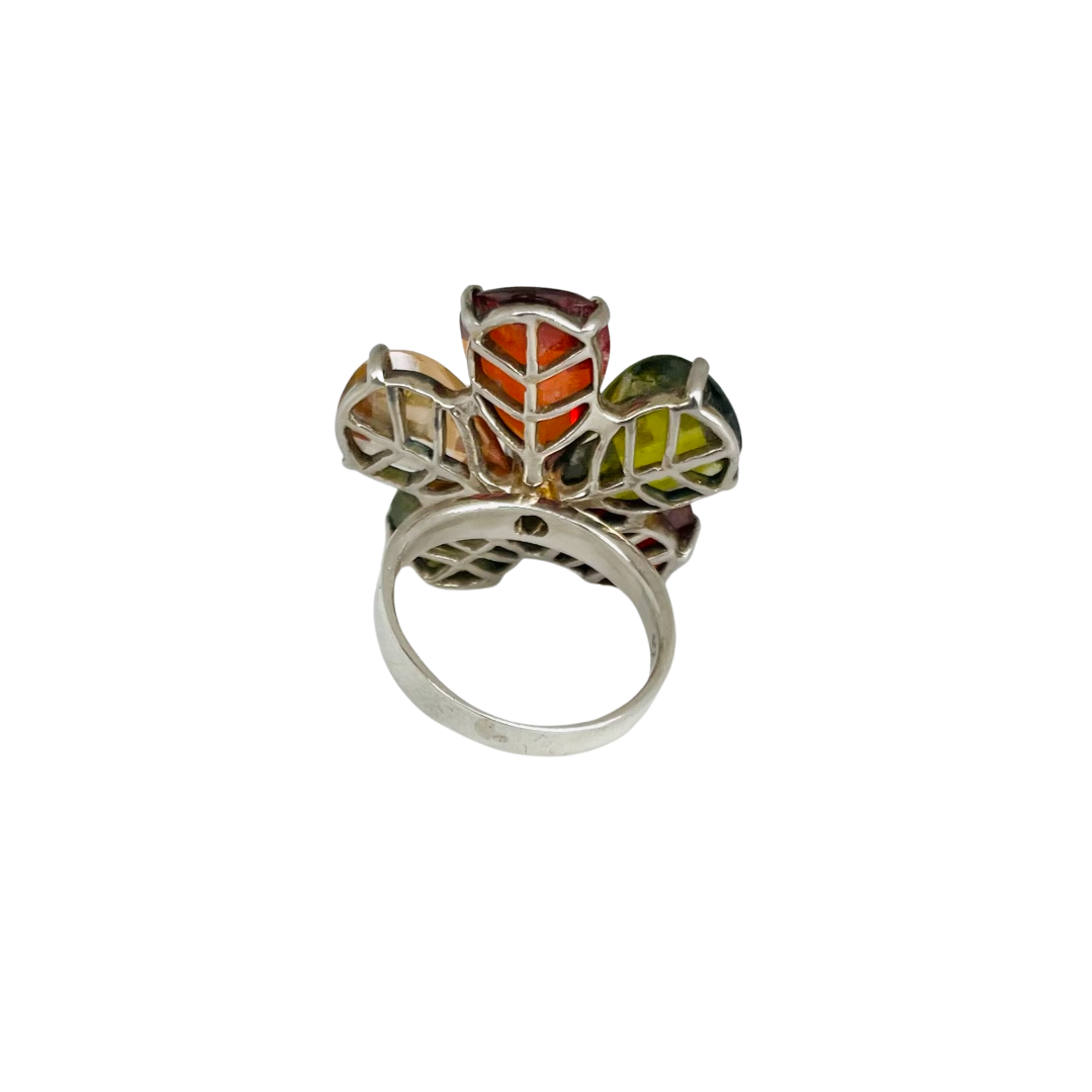 A Vintage Gem-set Flower Ring