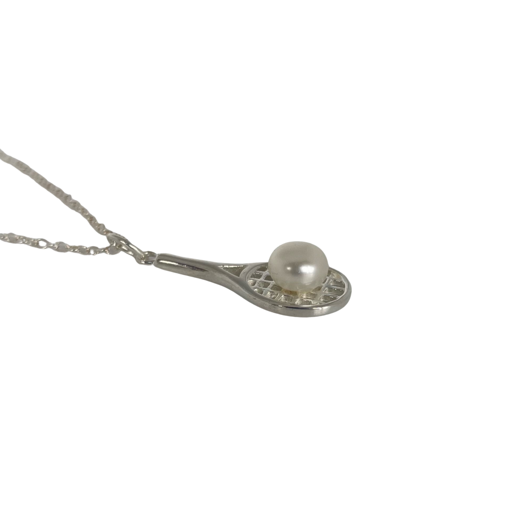 A Sterling Silver Tennis Racquet Necklace
