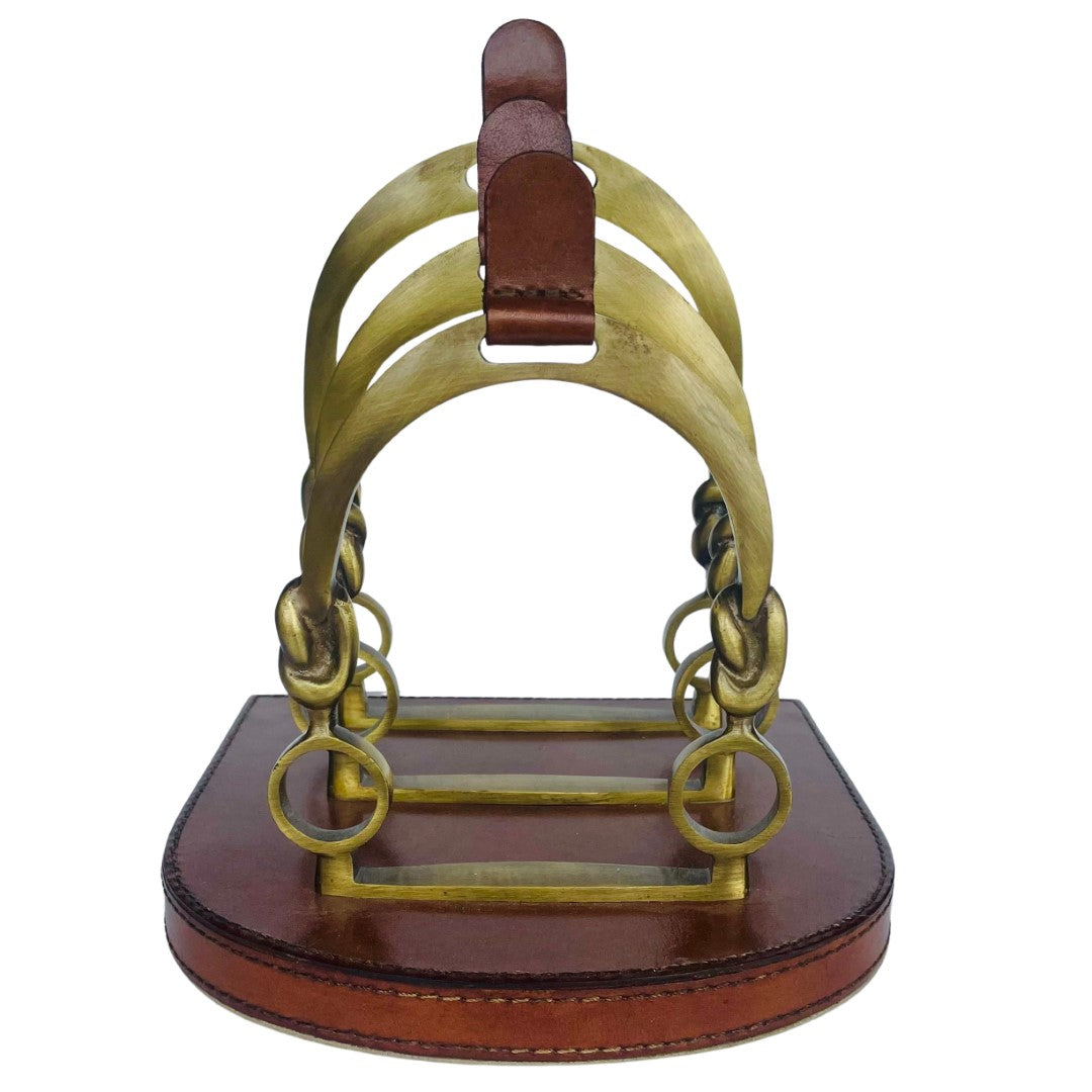 A Vintage Leather Stirrup Letter Holder