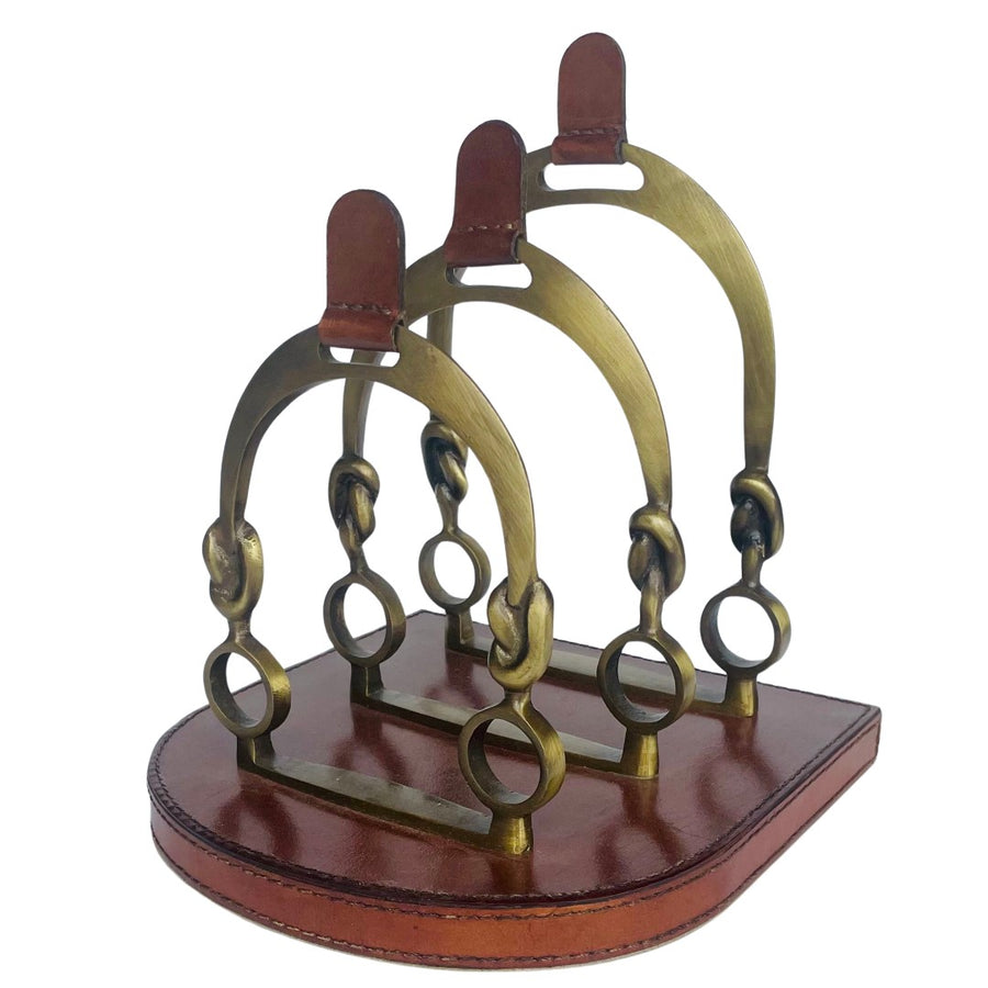 A Vintage Leather Stirrup Letter Holder