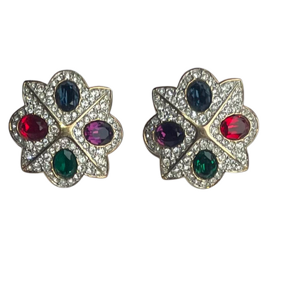 1994 Swarovski Jeweler's Collection Multicolour Crystal Brooch & Earrings Set - Unworn with Original Box