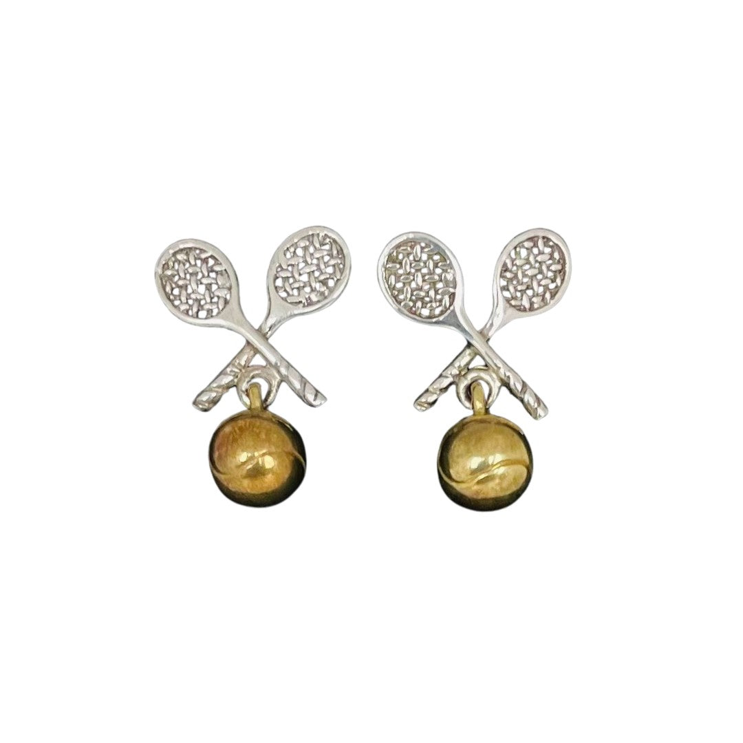 A pair of Vintage 18ct Gold Plated Silver Tennis Stud Earrings