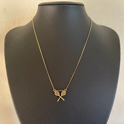 A Vintage 18ct Gold Plated Tennis Racquet Necklace