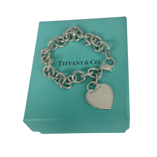 A Vintage Tiffany Sterling Silver Heart Tag Bracelet