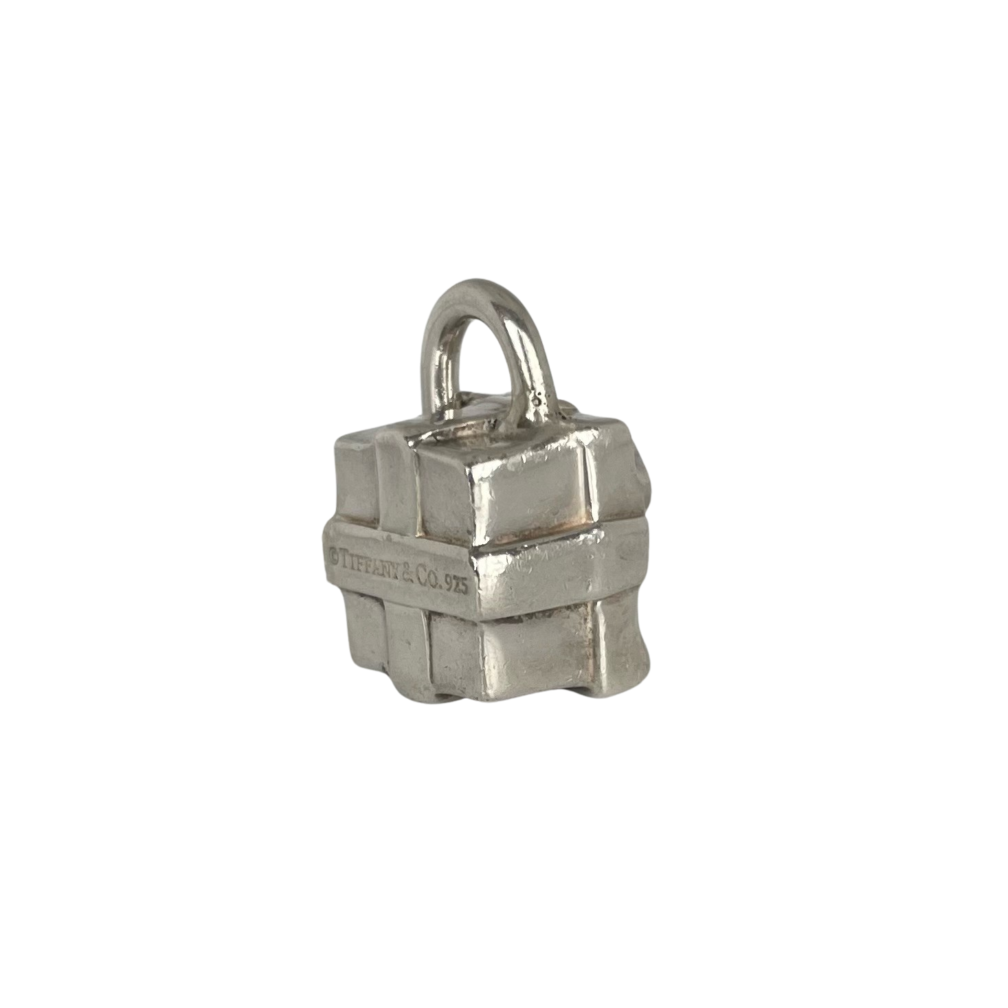 A Vintage Tiffany Sterling Silver Gift Box Charm / Pendant