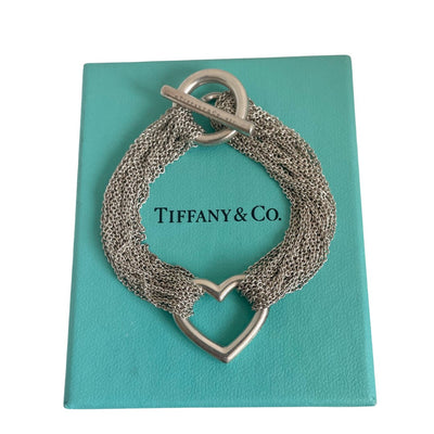 A Vintage Tiffany Sterling Silver Mesh Heart Toggle Bracelet