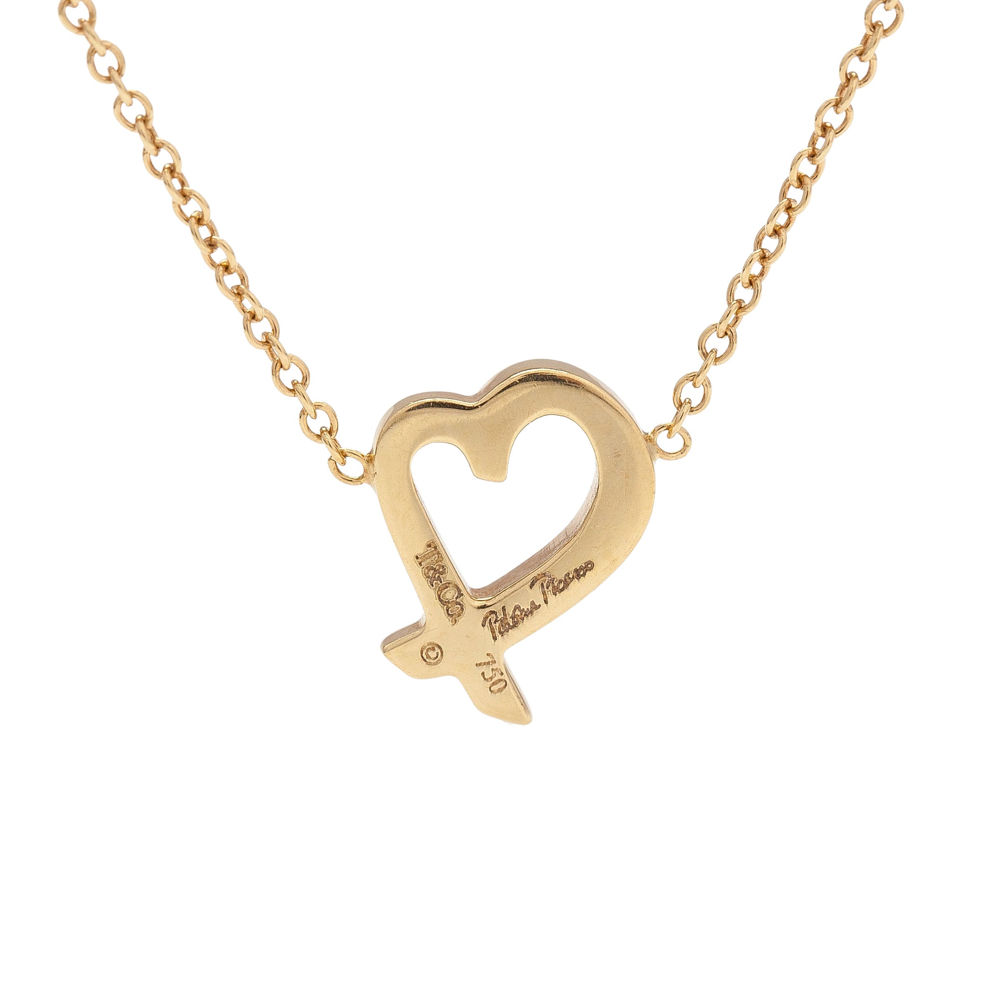 A Vintage Tiffany & Co Paloma Picasso Loving Heart 18ct Gold Pendant Necklace