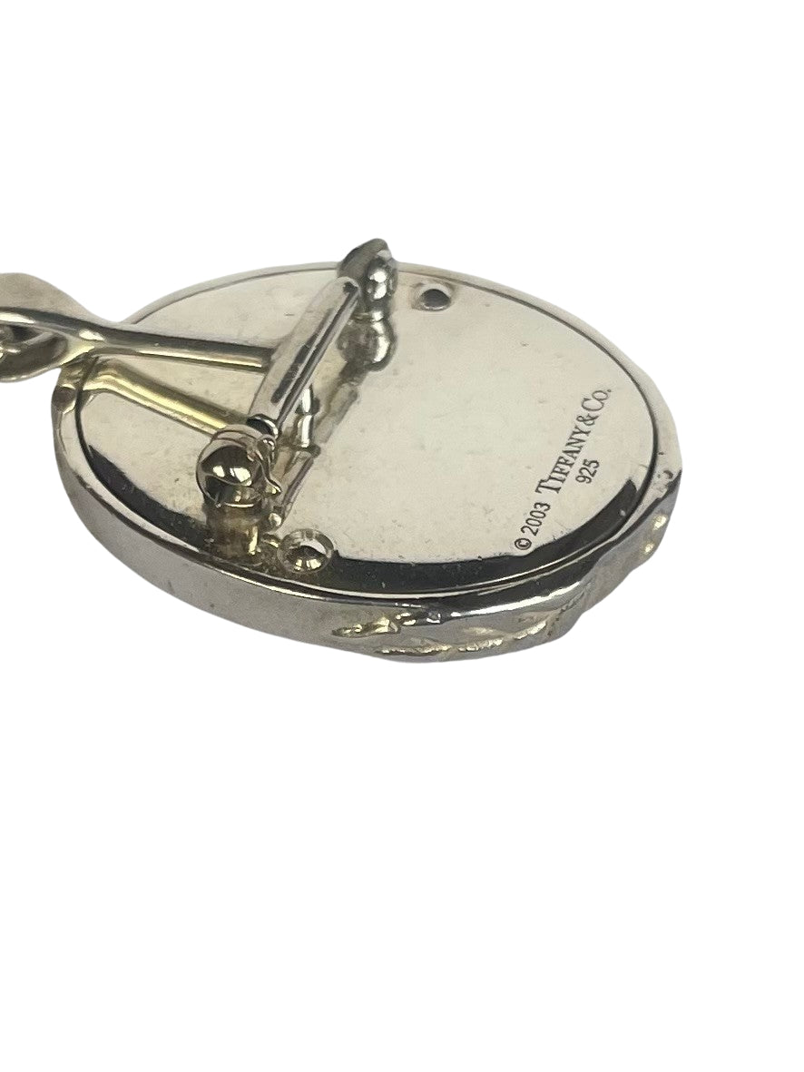 Rare Tiffany & Co. Nature Rose Sterling Silver Pearl Cameo Necklace/Brooch and Earrings, 2003