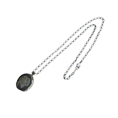 Rare Tiffany & Co. Nature Rose Sterling Silver Pearl Cameo Necklace/Brooch and Earrings, 2003