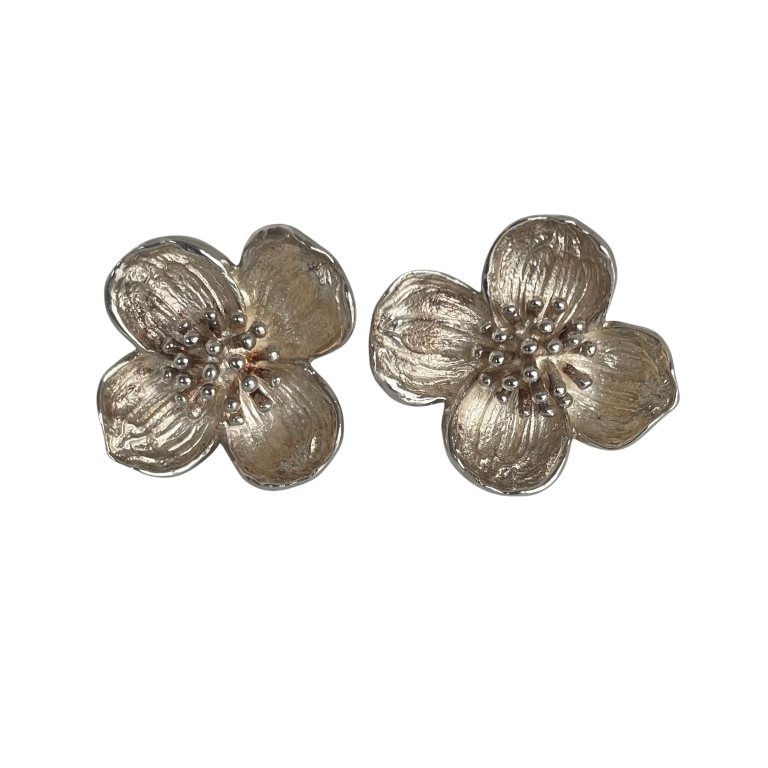 Tiffany & Co. Vintage Silver Dogwood Earrings