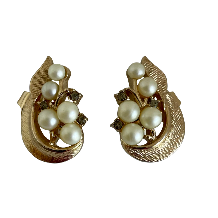 Rare Crown Trifari Alfred Philippe Clip On Earrings, 'Lily Spray' 1954