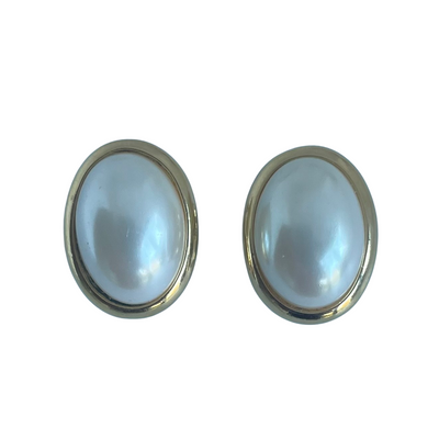 A pair of Vintage Crown Trifari Faux Pearl Clip Earrings