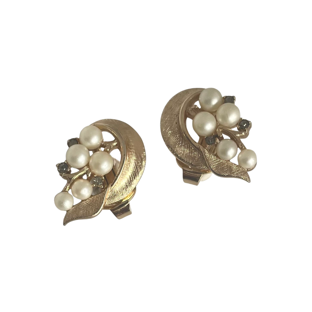 Rare Crown Trifari Alfred Philippe Clip On Earrings, 'Lily Spray' 1954