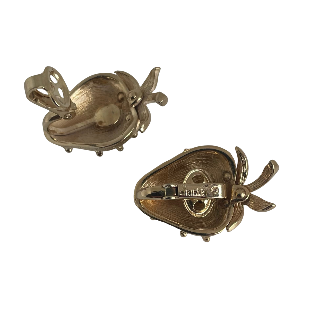 A pair of Crown Trifari Strawberry Clip Earrings