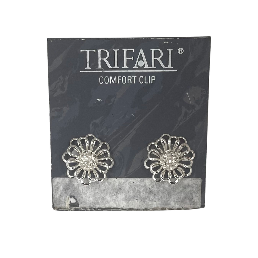 A pair of Vintage Trifari Clip Earrings, on Original Card