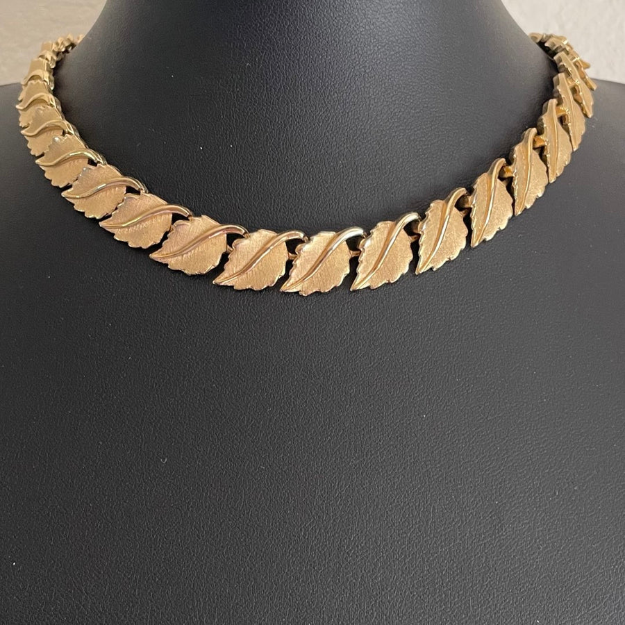 A Mid Century Vintage Crown Trifari Leaf Necklace
