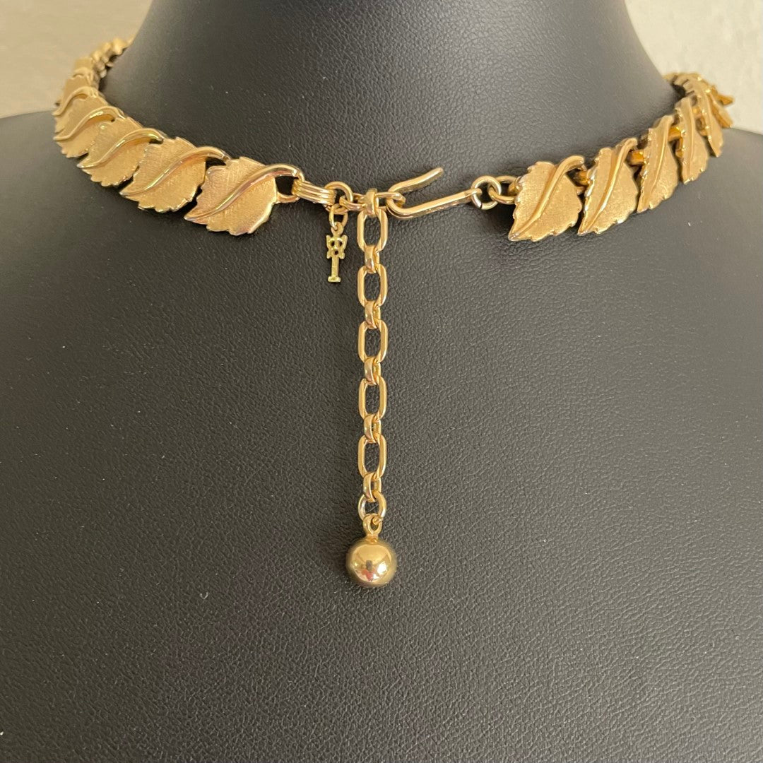 A Mid Century Vintage Crown Trifari Leaf Necklace